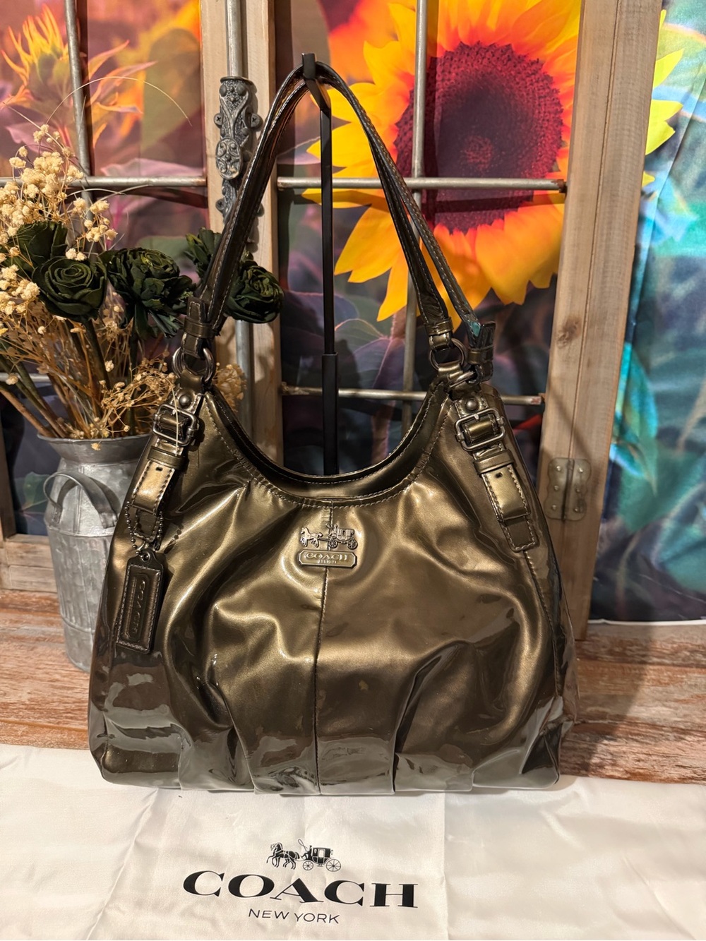 Coach Maggie Madison Patent Leather Shoulder Bag